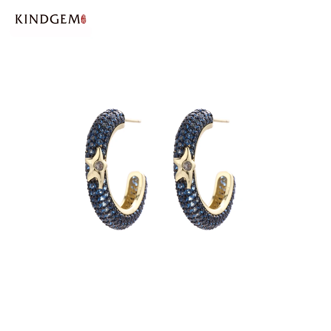 铜合金合成锆石耳饰 镶嵌百搭半圈氛围感耳饰 CK74XXEC-23614