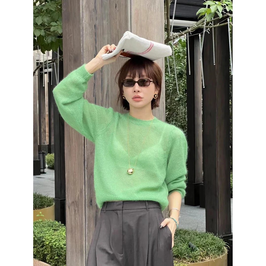 满庭薄荷显白OOTD套头毛织衫 401461