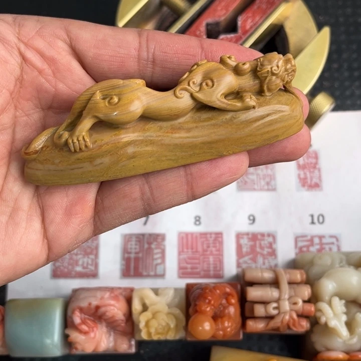 蜗***壳印石巴林石现场纯手工定制制作精美