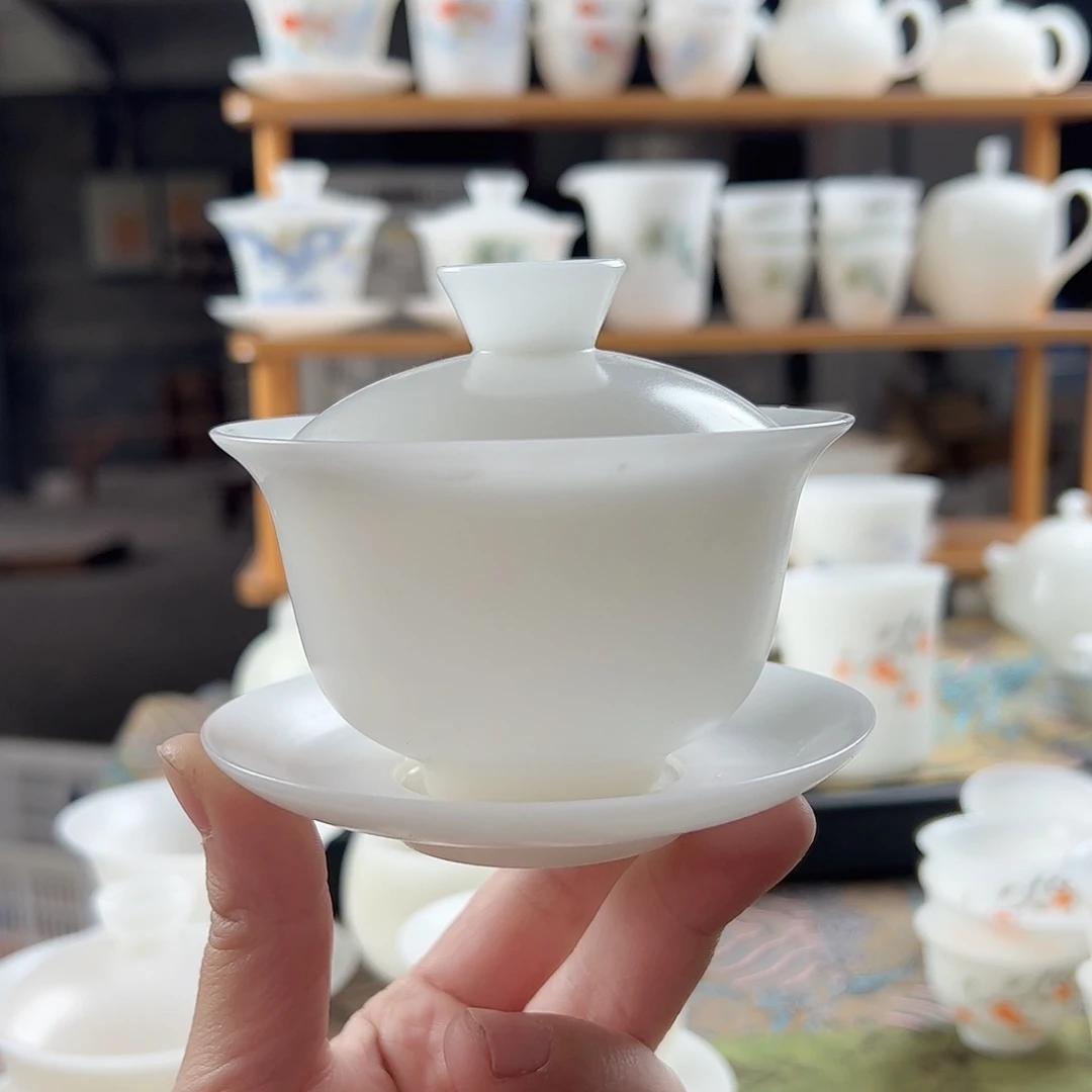 素烧璞玉元宝盖碗满容170ml盖下140ml