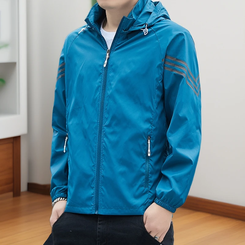 夏季男士户外轻薄透气防晒衣防紫外线运动休闲宽松夹克外套服