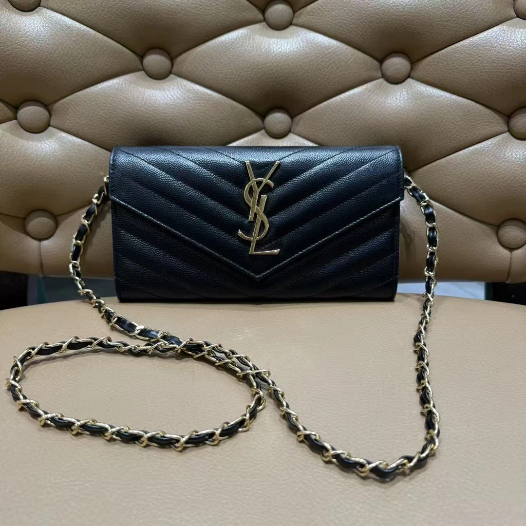 99新 YSL/圣罗兰 黑金鱼子酱长款钱包/98-99新/