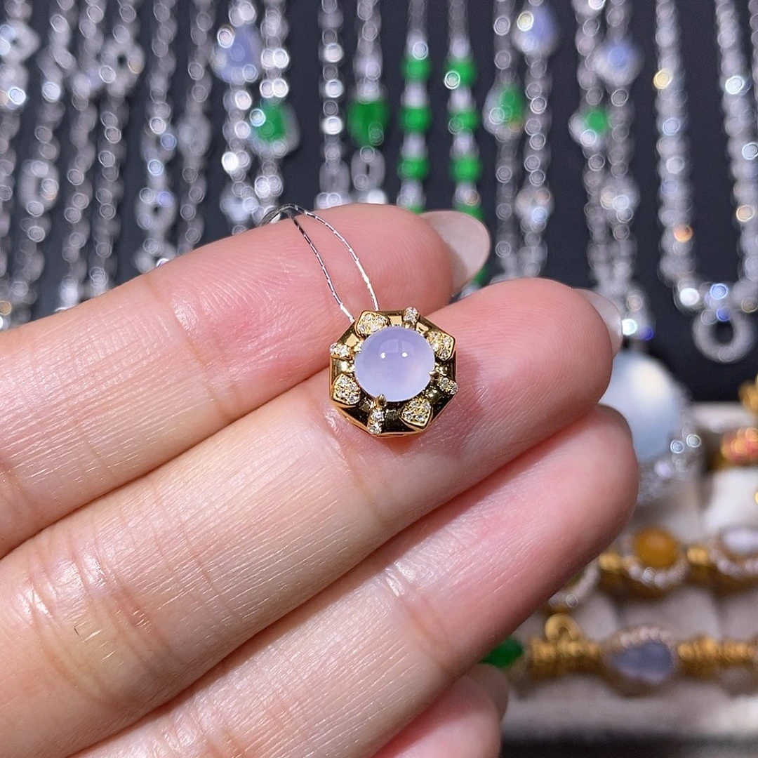 翡翠18K金镶嵌吊坠(不含链)吊坠