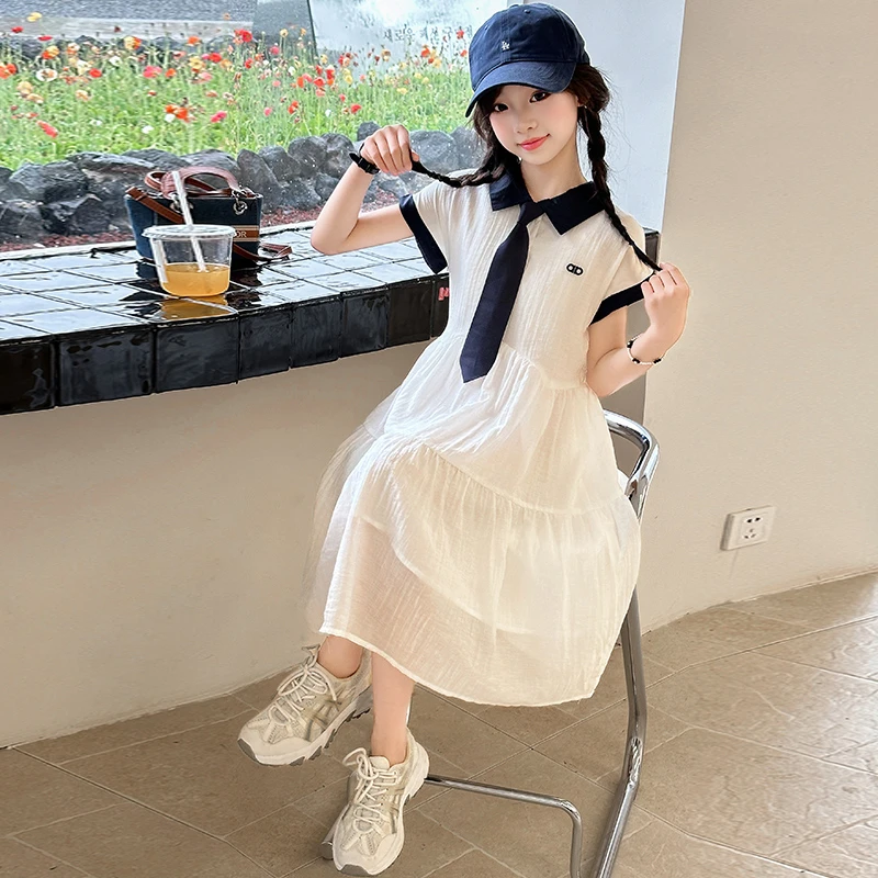 女童夏装连衣裙2025新款儿童洋气学院风裙子小女孩夏季大童公主裙