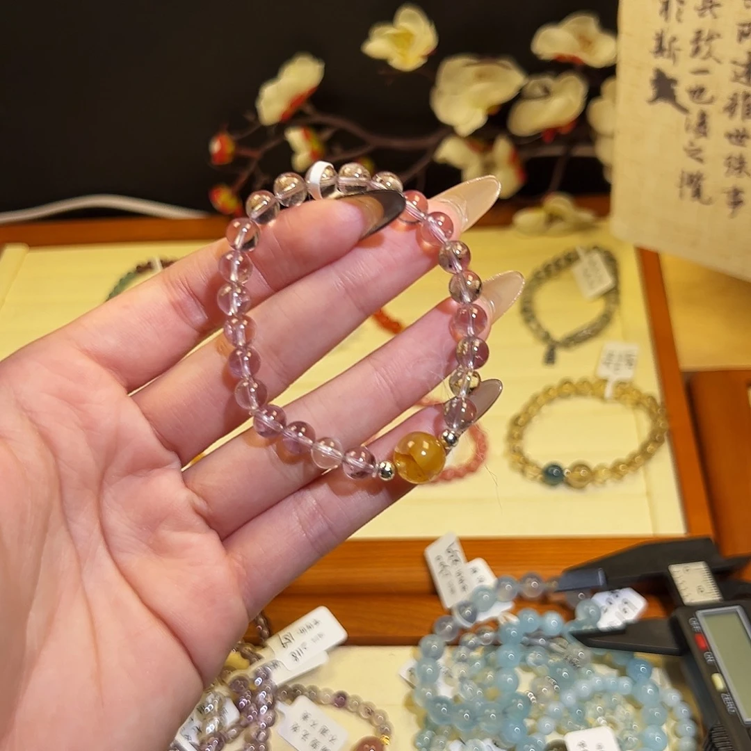 水晶手链银S925镶嵌-紫4031