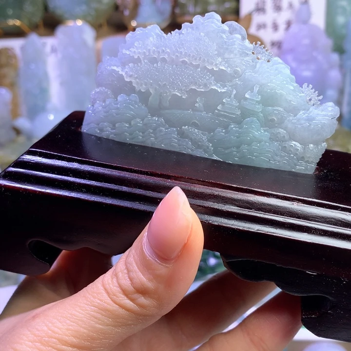 未镶嵌定制翡翠山水摆件