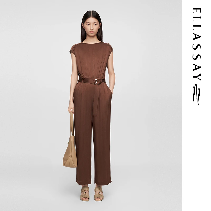 ELLASSAY歌力思2025夏季新款压褶百搭休闲裤女EWE362K01900