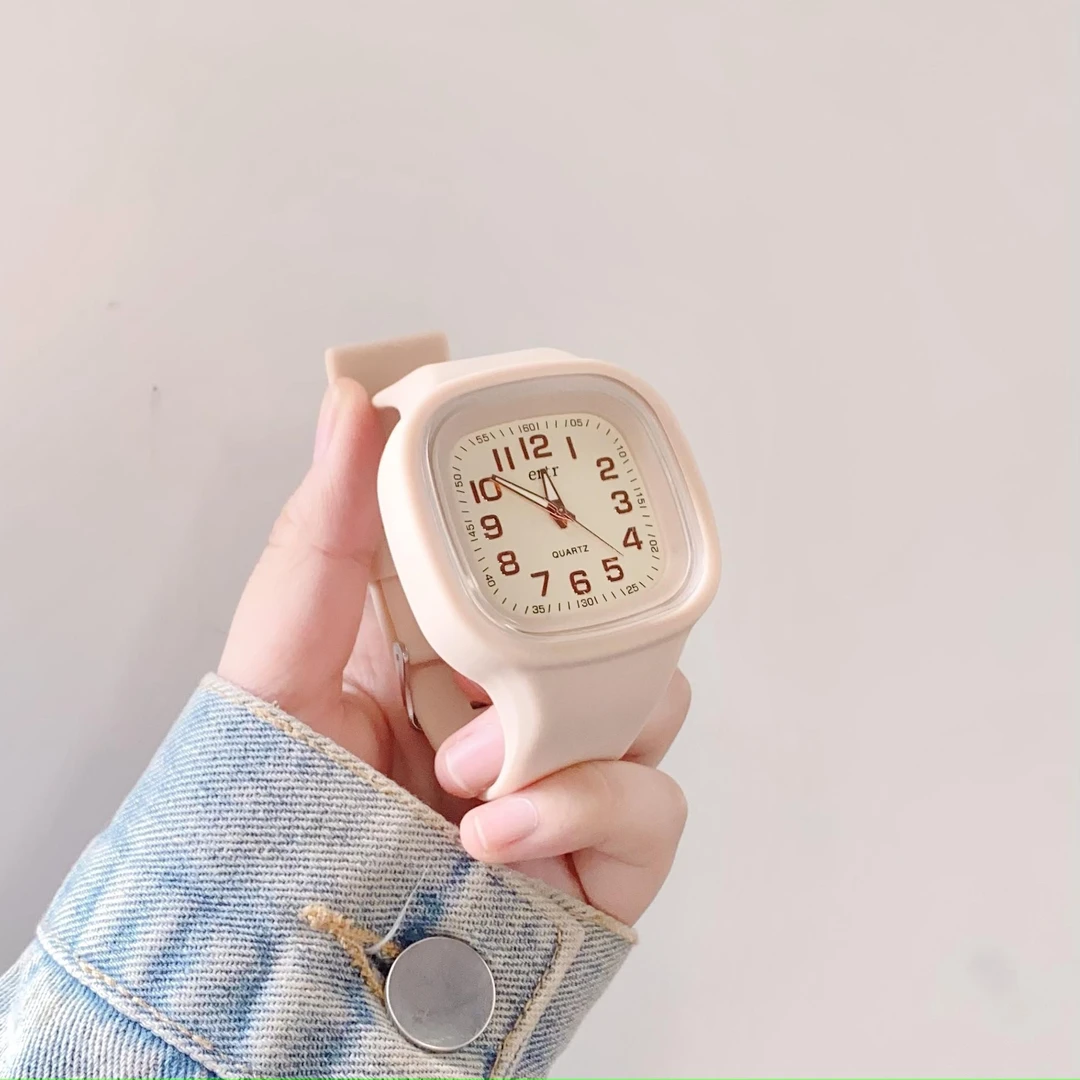 女款时尚方形小众简约百搭初高中学生2025年静音走时指针石英手表