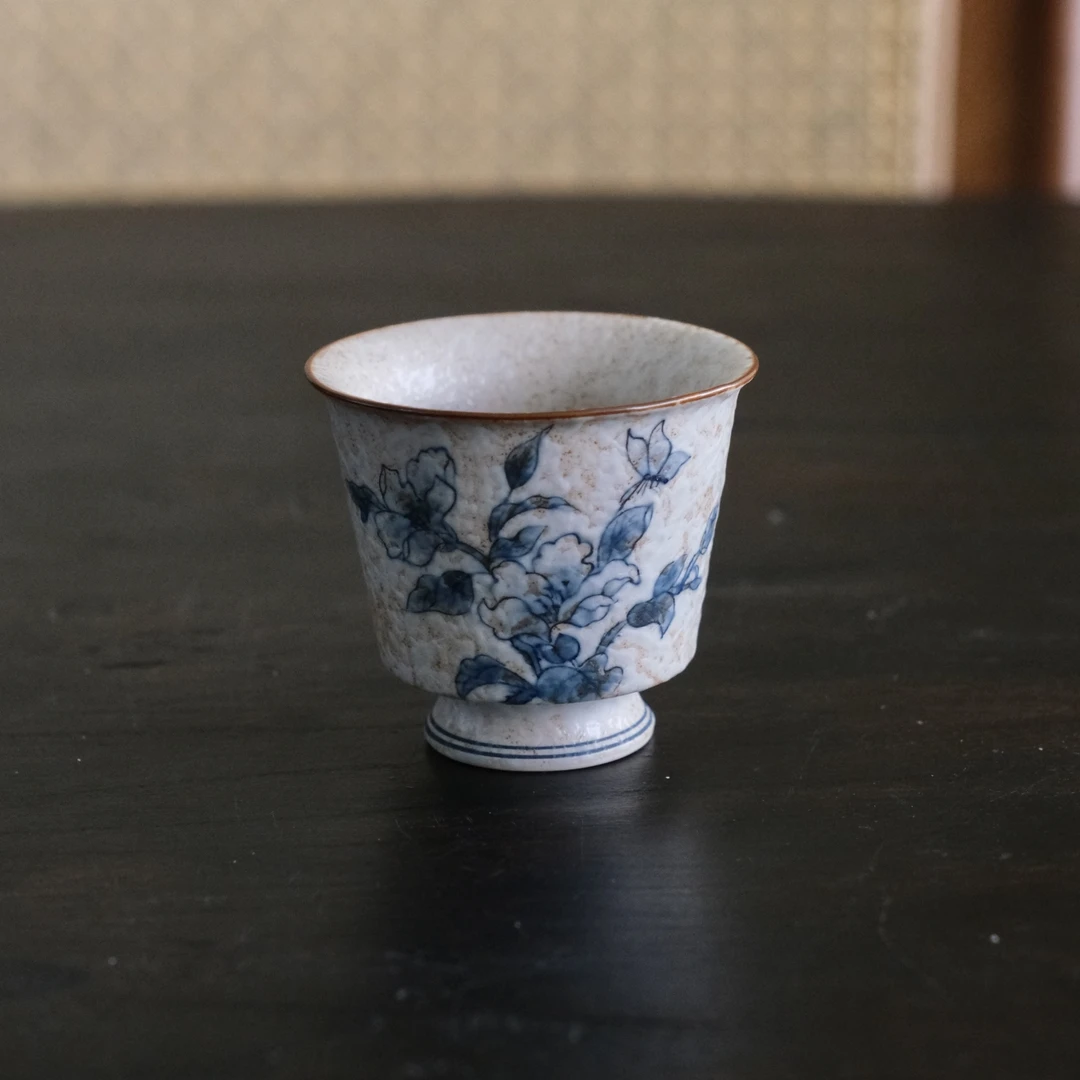 【所谓】元青牡丹主人杯茶杯复古手绘品茗杯茶具陶瓷