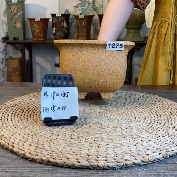 花盆紫砂  柴烧中号仿古四方1275
