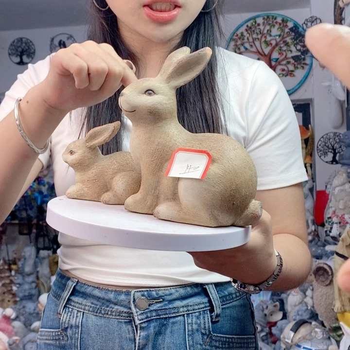 树脂140兔子摆件两个