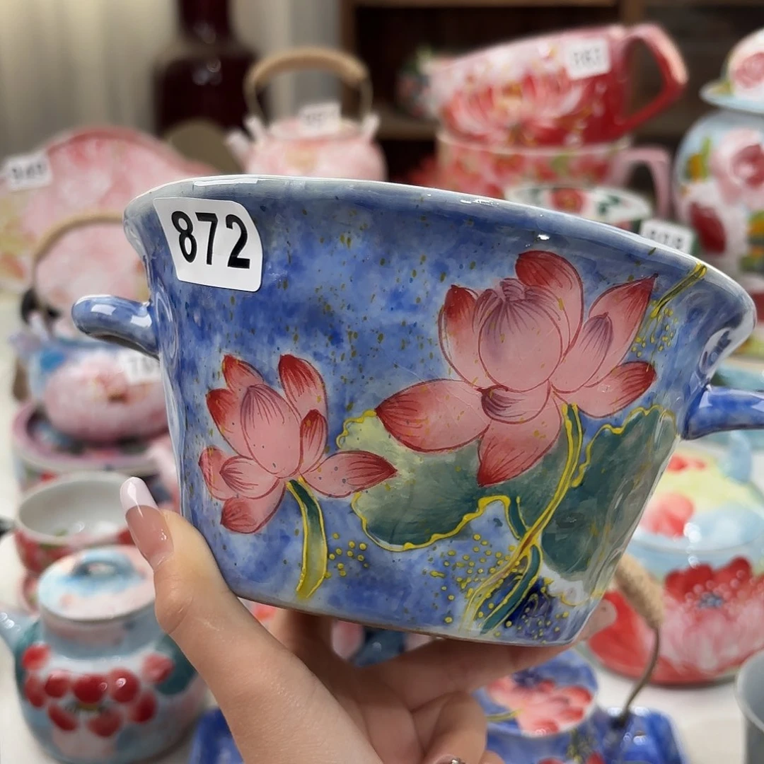 瓷片景德镇手绘高温釉下彩陶瓷茶具