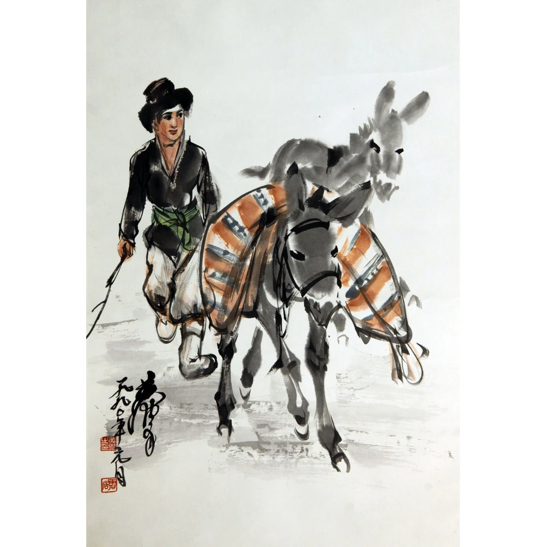 16 HZ  运粮图  68×46  纸本立轴