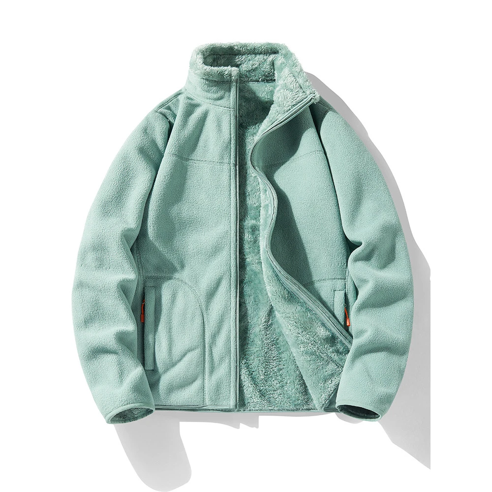 户外抓绒衣2023新款男女秋冬立领开衫内胆加绒加厚摇粒绒外套上衣