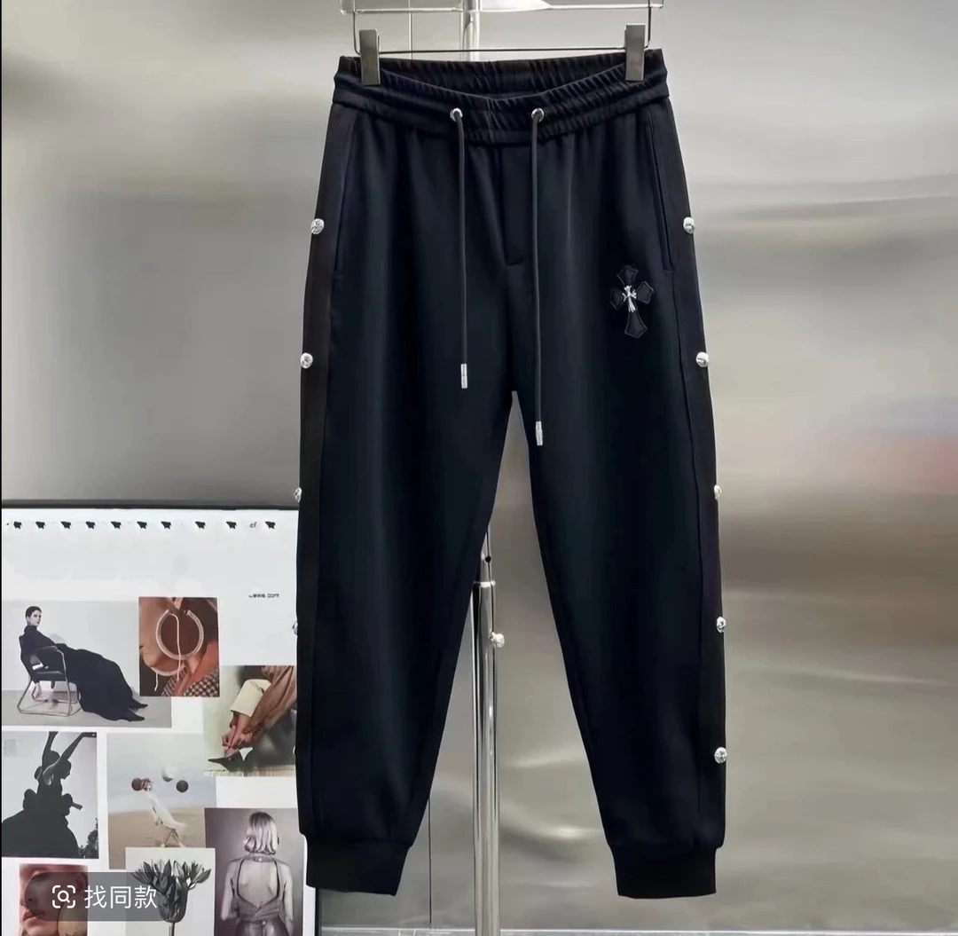 新2025爆款夏款冰丝播2025新款刺绣厚款厚男士欧货时尚百搭休闲裤