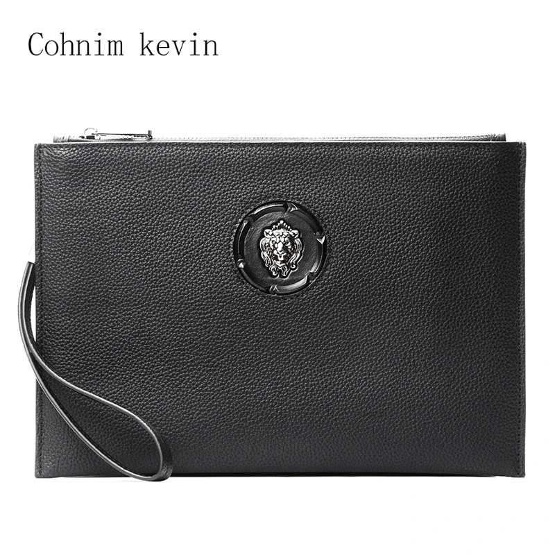 CohnimKevin男士商务手拿包拼接高档休闲手包公文包长款真皮钱包