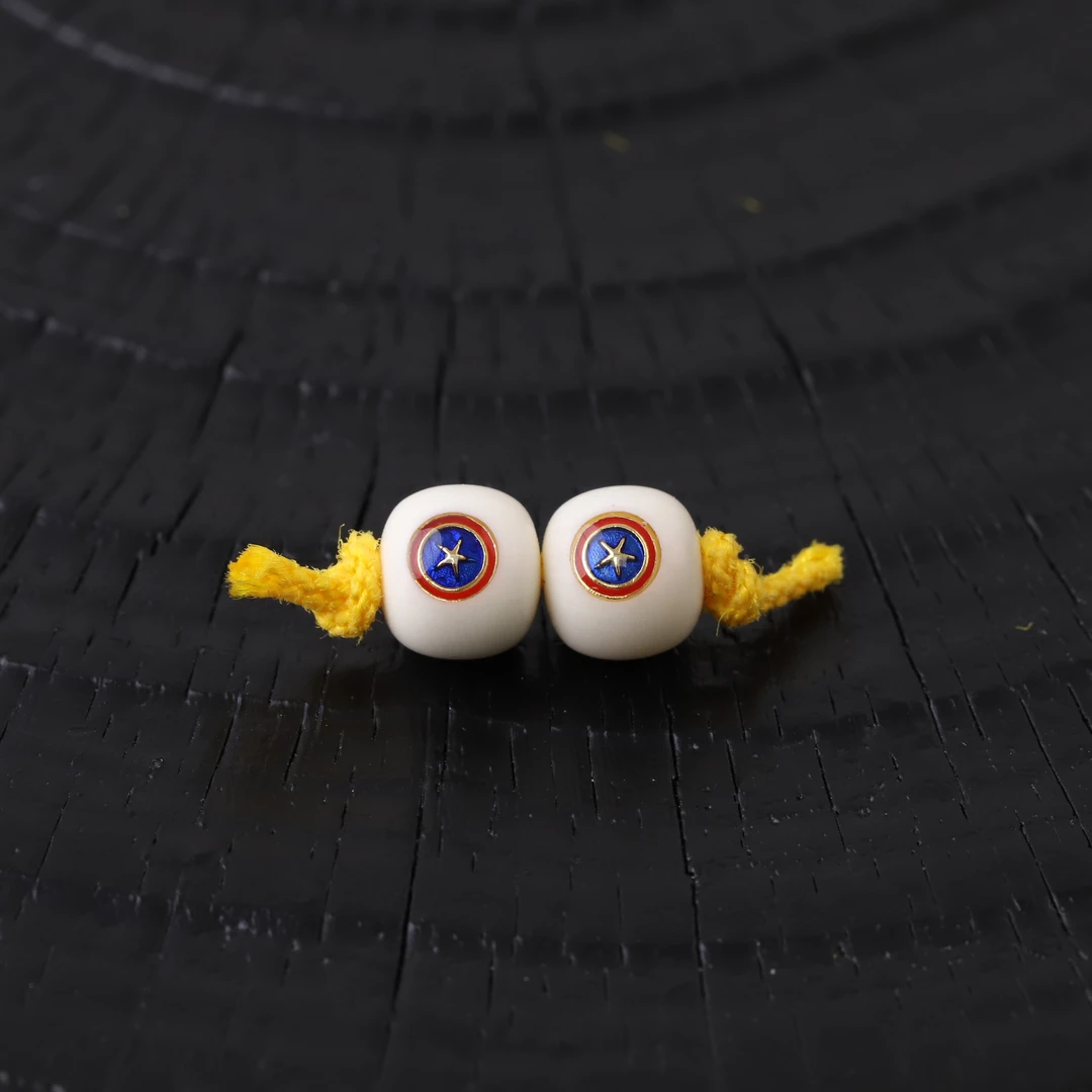 S5506-1牛骨镶嵌对珠骨制品隔珠腰珠顶珠文玩配饰把件串珠散珠