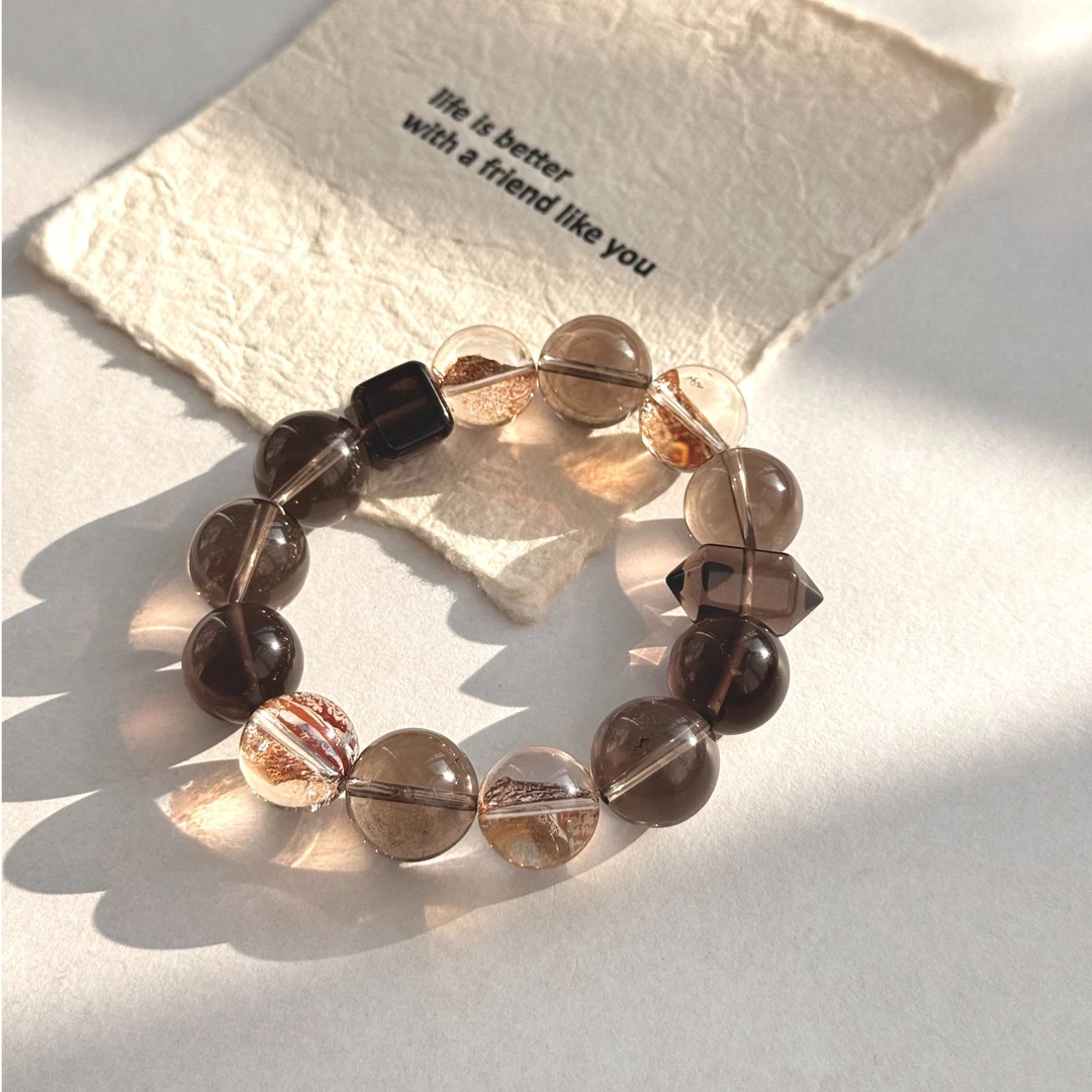 天然茶水晶原创小众设计时尚款式单圈女士多样性发一