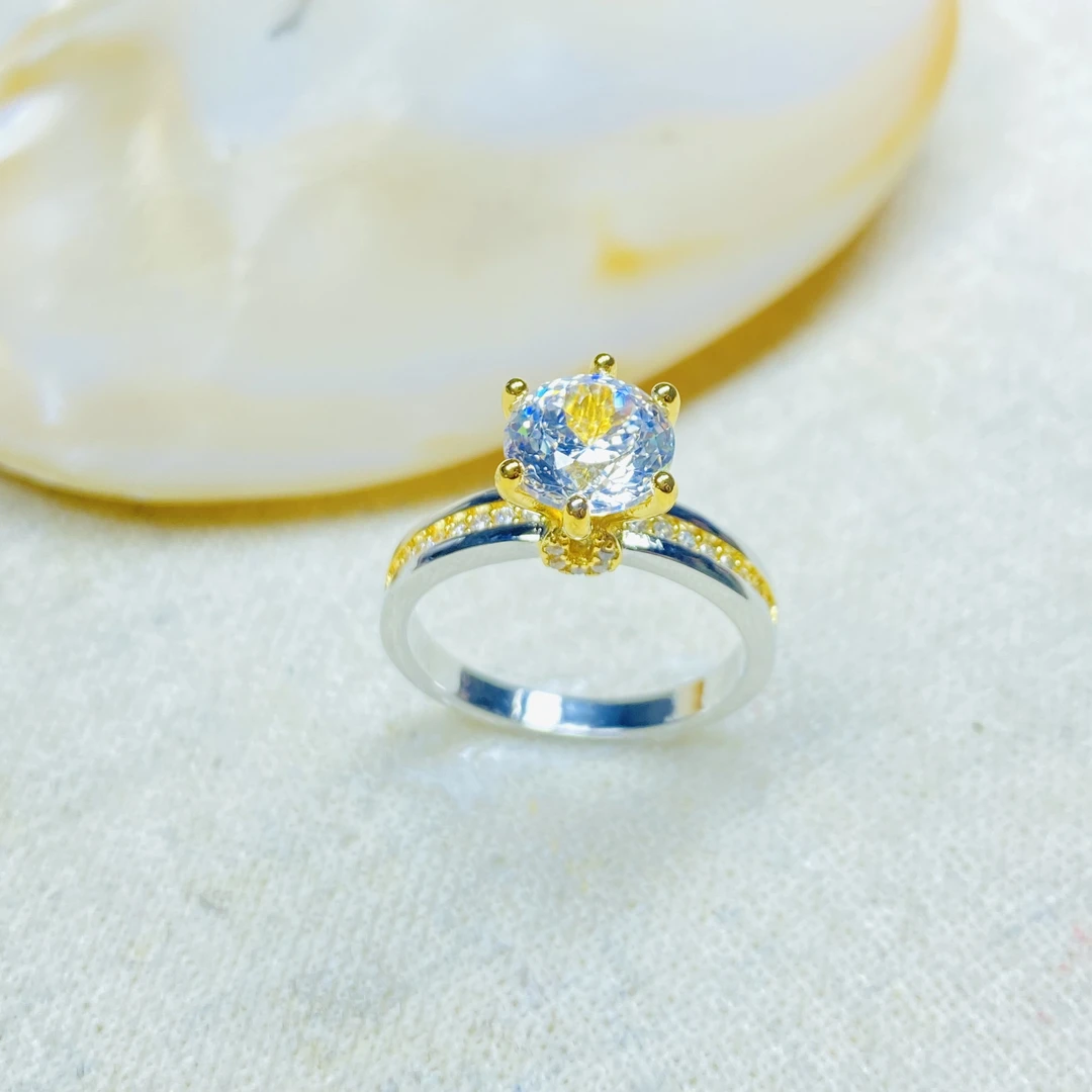 戒指 E双色六爪闭口戒指多样性发货49464