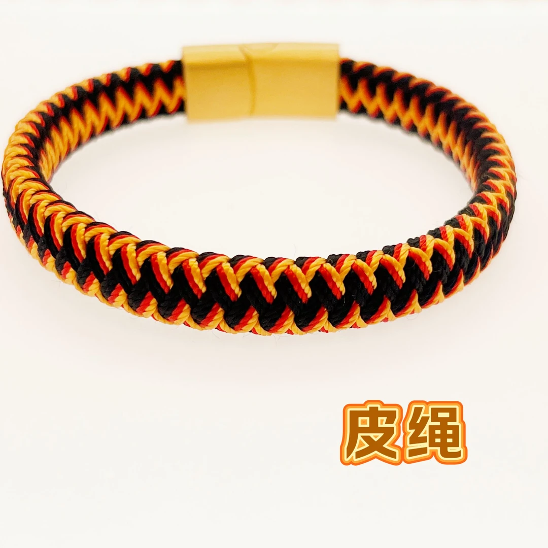 绳之运【爆款】2025纯手工铜合金皮绳可调节手编时尚男生纯皮绳情侣