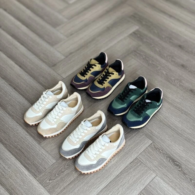 复古拼色休闲牛翻毛皮拼接德训鞋BTLP-A36