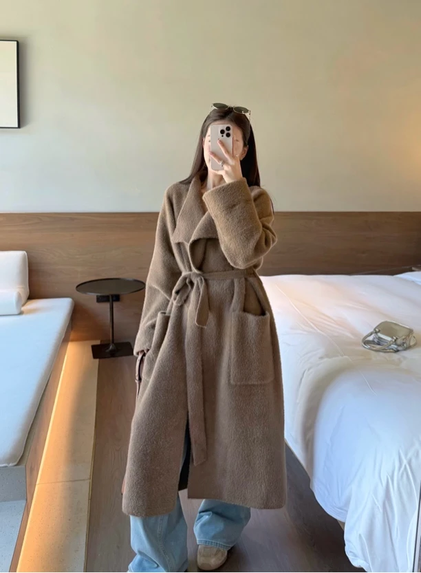 【不起球】新款中长款大衣女秋冬外套