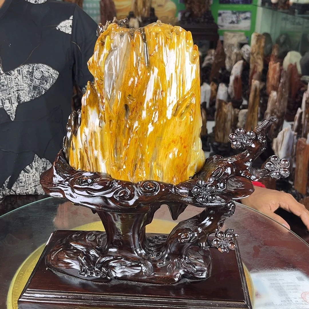 缅甸天然树化玉摆件