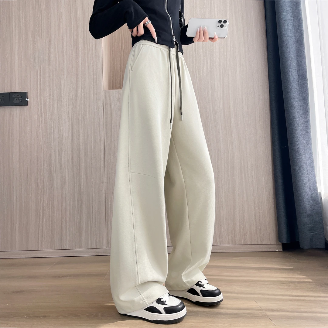 香蕉阔腿裤女春秋季2025新款高腰休闲宽松垂感直筒镰刀弯刀运动裤