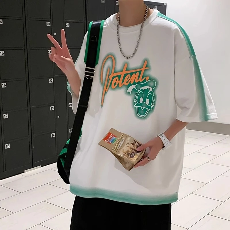 大码男装体恤短袖t恤男夏季薄款潮牌印花青少年胖子加肥加大半袖