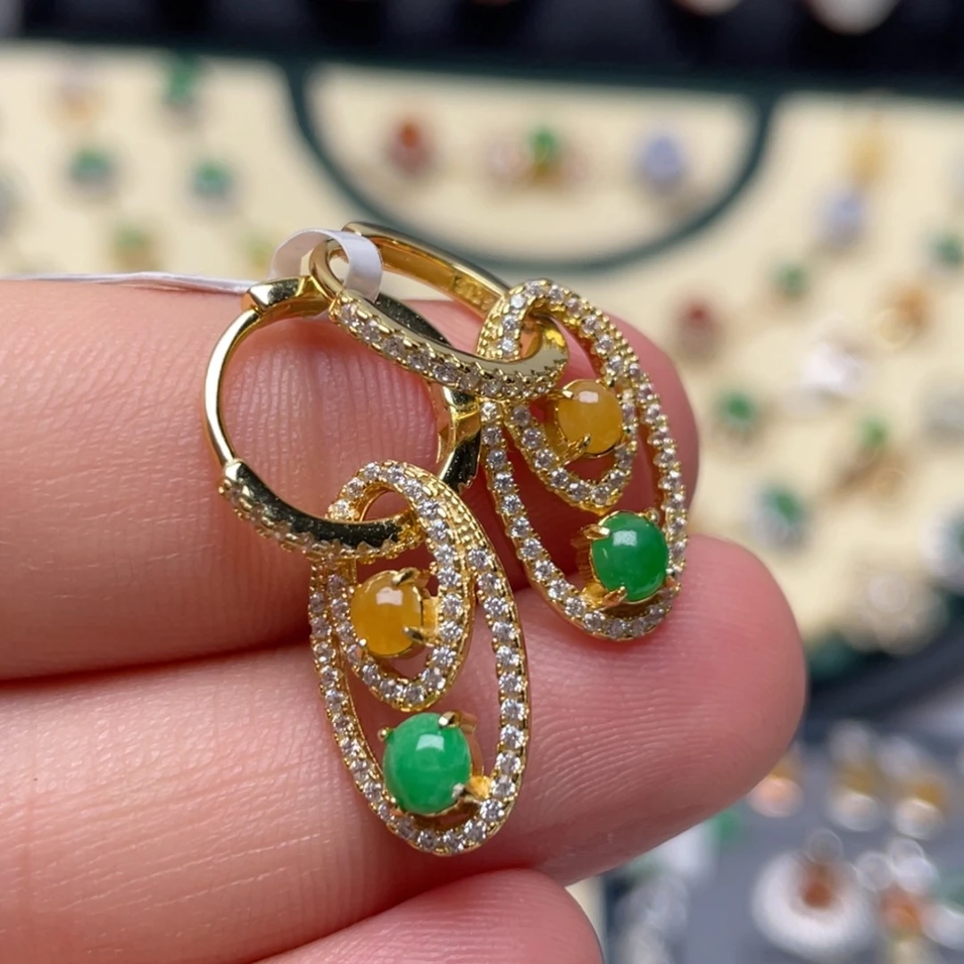 翡翠戒指银S925镶嵌纯天然缅甸翡翠