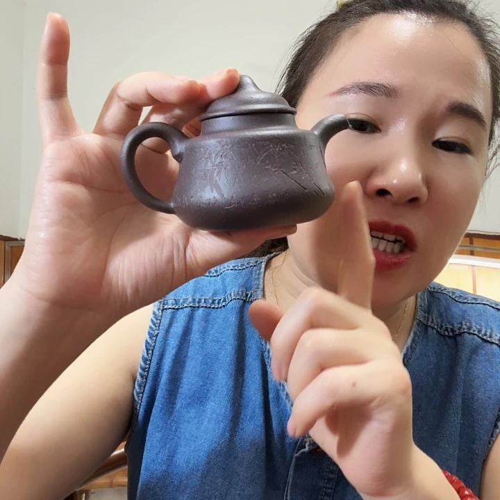 茶壶紫砂原矿半手工天青泥朱顶壶180cc