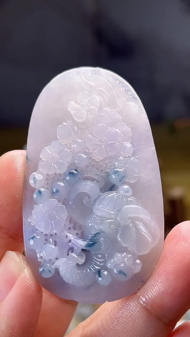 （大放）天然缅甸翡翠蓝紫大象毛货买断抛光尺寸58.9x34.5x9.3