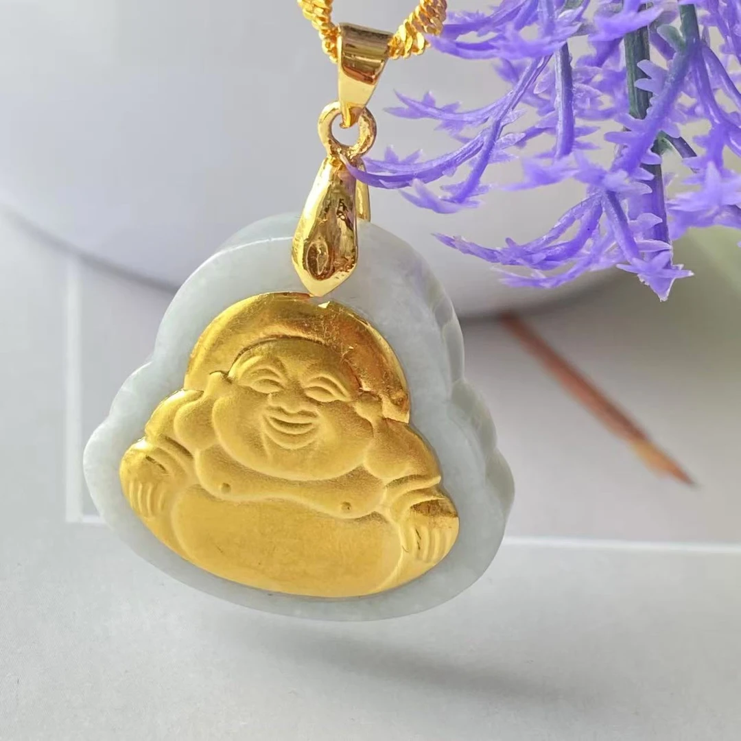 （阿东推荐）黄金 真金翡翠佛公吊坠翡翠款