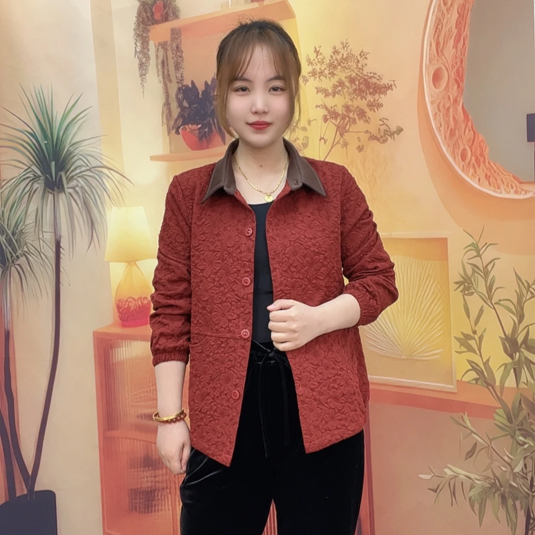 2025妈妈宽松时尚外套女翻领夹克中老年百搭女装洋气显瘦上衣休闲
