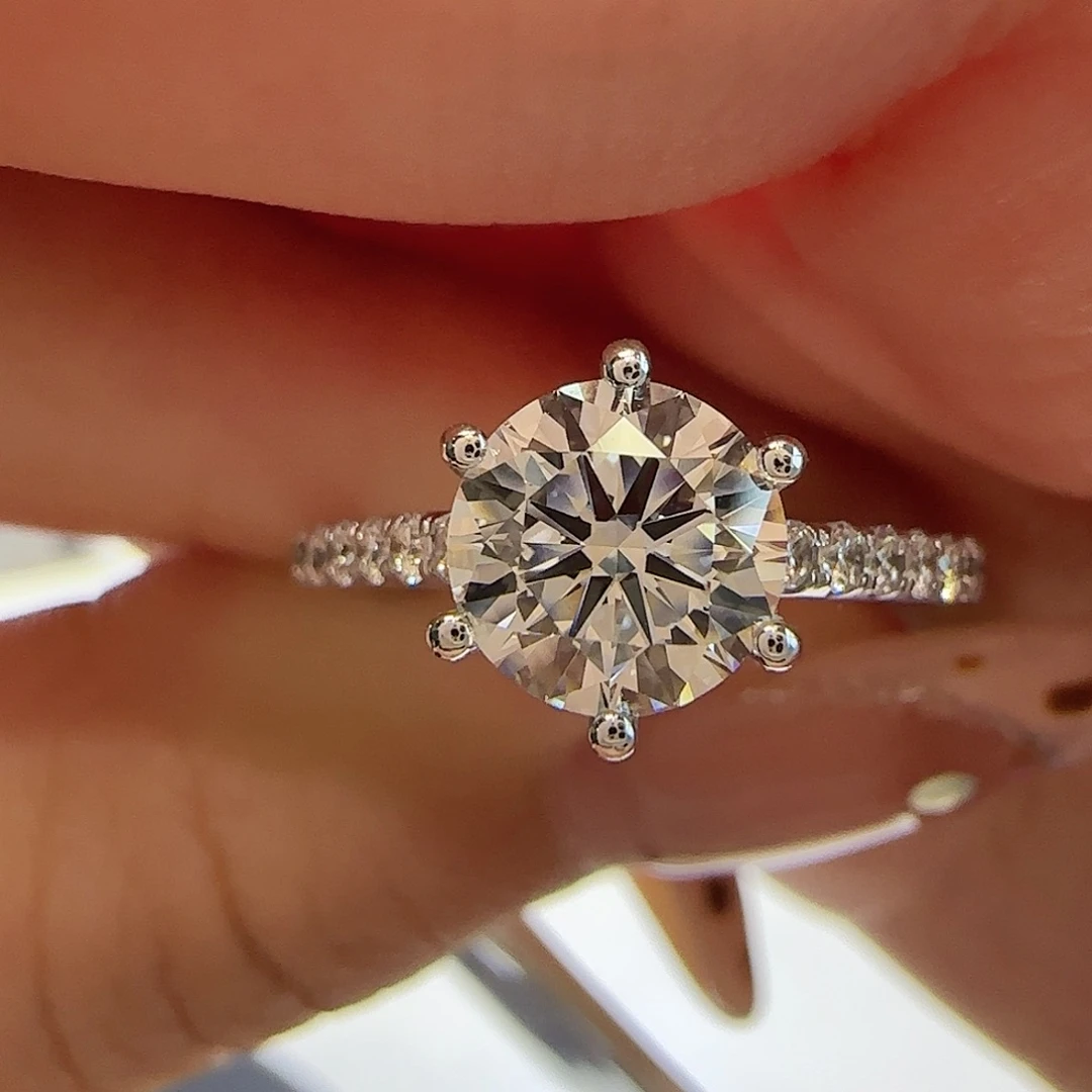 铂Pt950镶嵌实验室培育钻石星光白月光1卡11-17