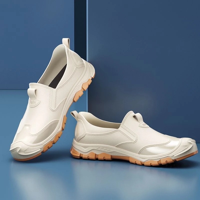 拼色短筒防滑透气耐磨防水雨鞋白色鞋子水鞋大码低帮轻便春夏