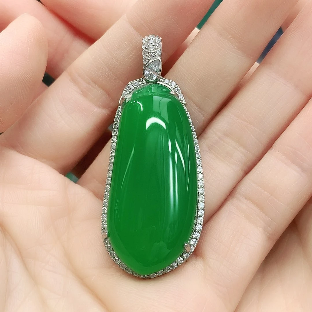 银S925镶嵌吊坠玛瑙/玉髓