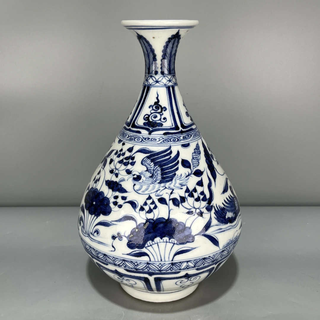 当代仿制 仿古青花鸳鸯戏水玉壶春瓶