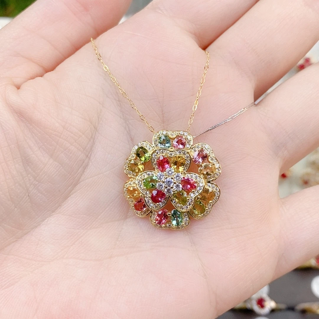 银S925镶嵌吊坠(赠链)碧玺