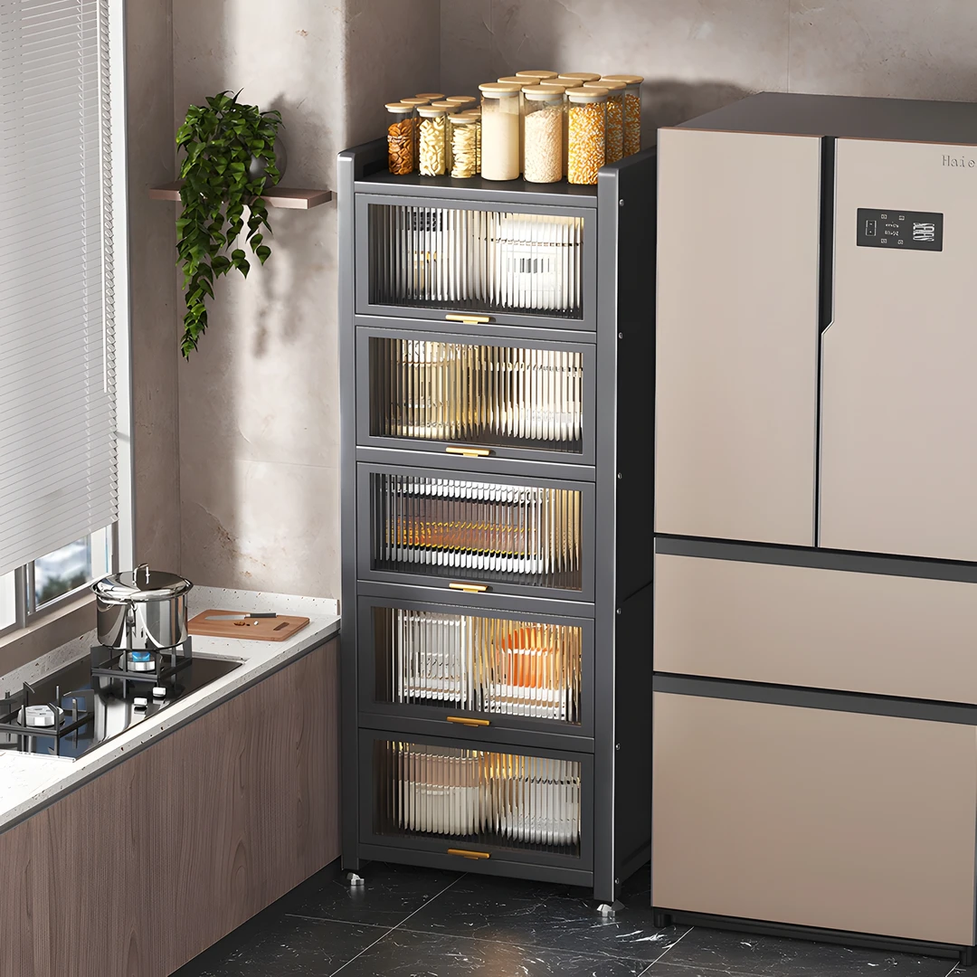 厨房置物架落地多层微波炉收纳架冰箱夹缝多功能置物柜橱柜收纳柜