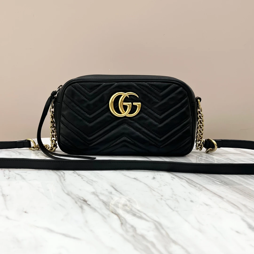 99新 GUCCI/古驰 98新 古驰黑金马蒙相机包 约24*14