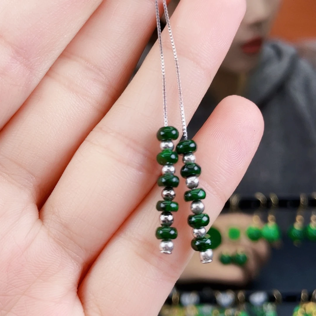 翡翠银S925镶嵌耳饰