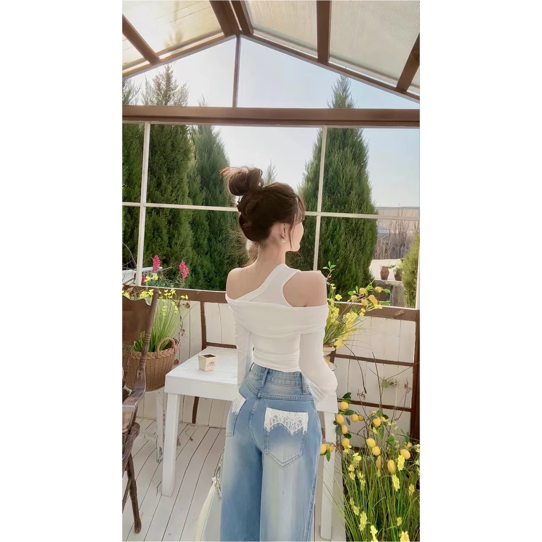 睿夕【百搭神裤】宽松阔腿牛仔裤女春夏休闲百搭直筒长裤