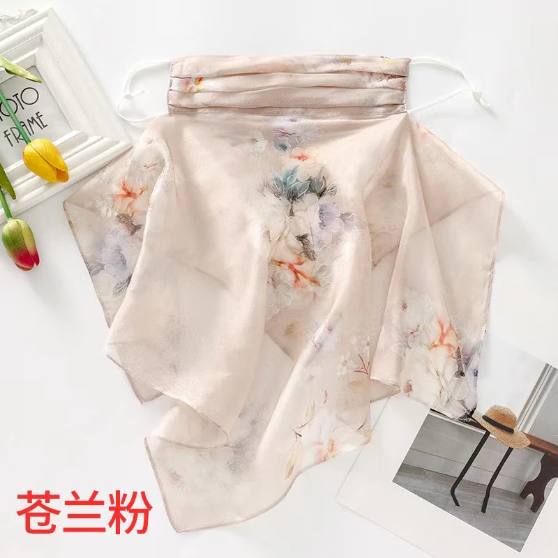 桑蚕丝雪纺防晒护脖子多功能面纱 小方巾