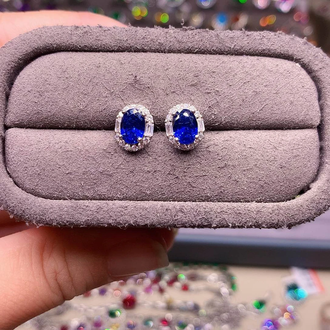 碧玺猫眼耳饰银S925镶嵌