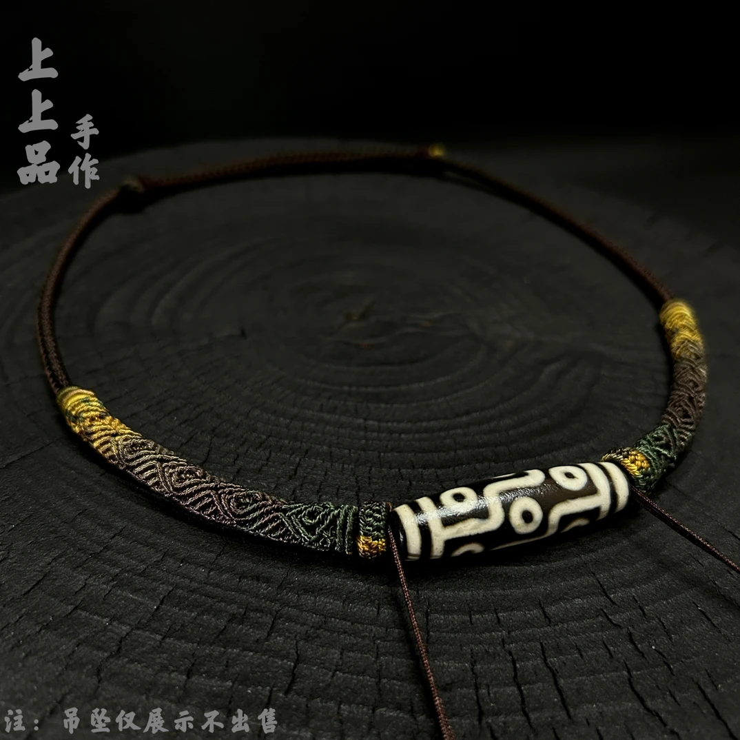 原创非遗高货绳横穿挂绳锁骨绳可调节福寿延绵结扣横穿款摩卡