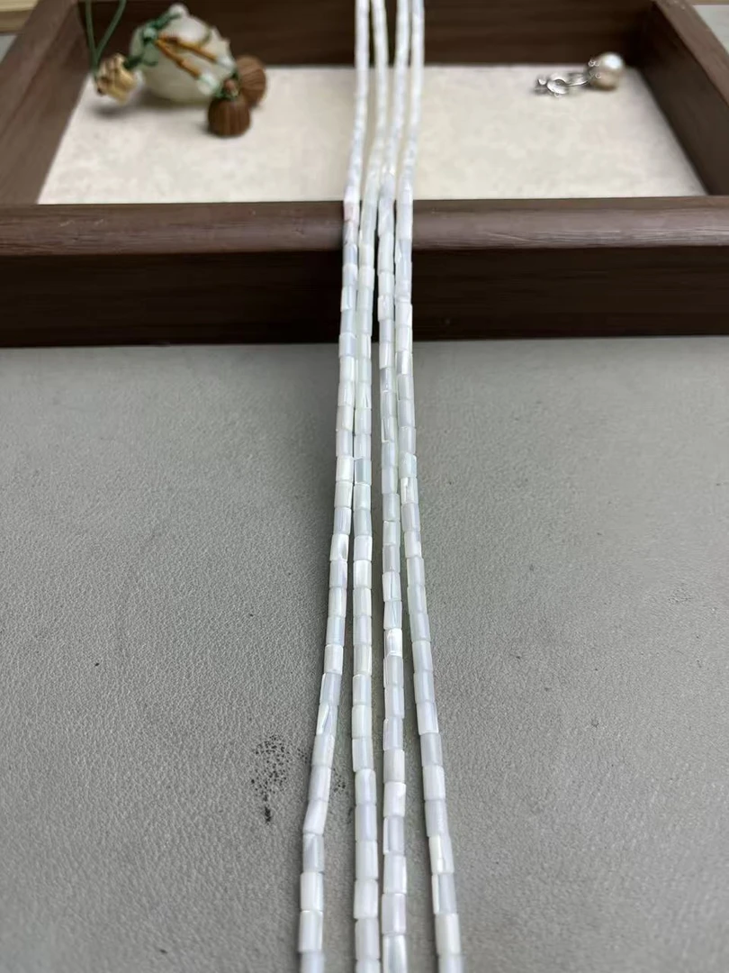天然3/5mm左右白蝶贝管珠散珠半成品长度39cm左右可DIY做锁骨链等