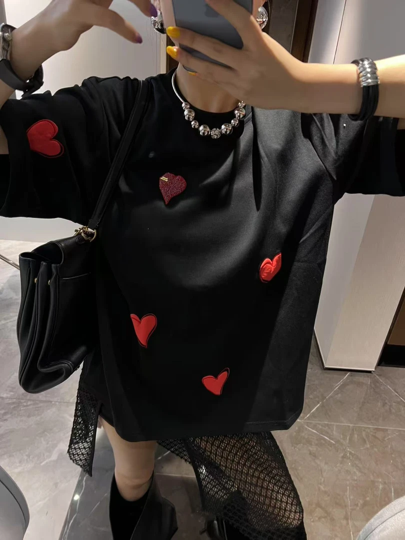 XiXi Yang Y .“黑色爱心t”小众买手店设计师款T恤