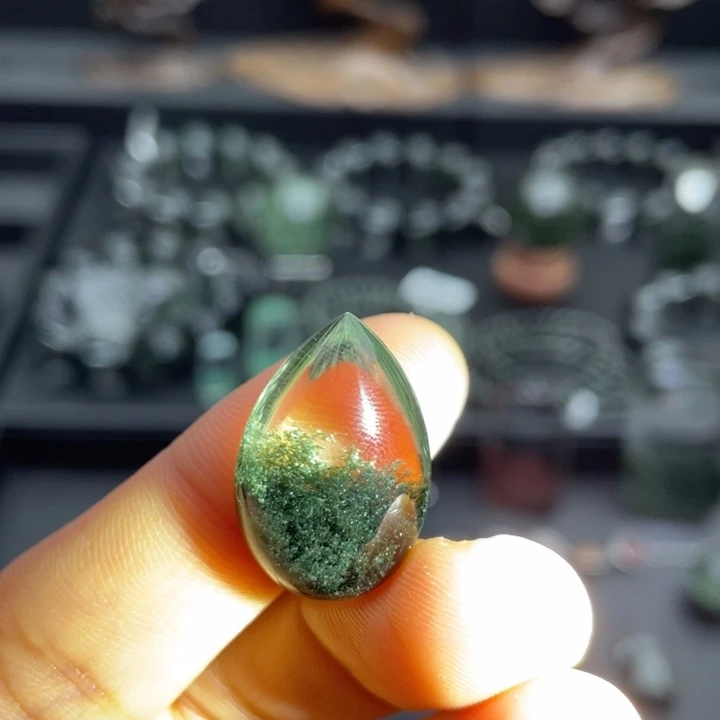 水晶颈饰未镶嵌绿幽灵水滴定制