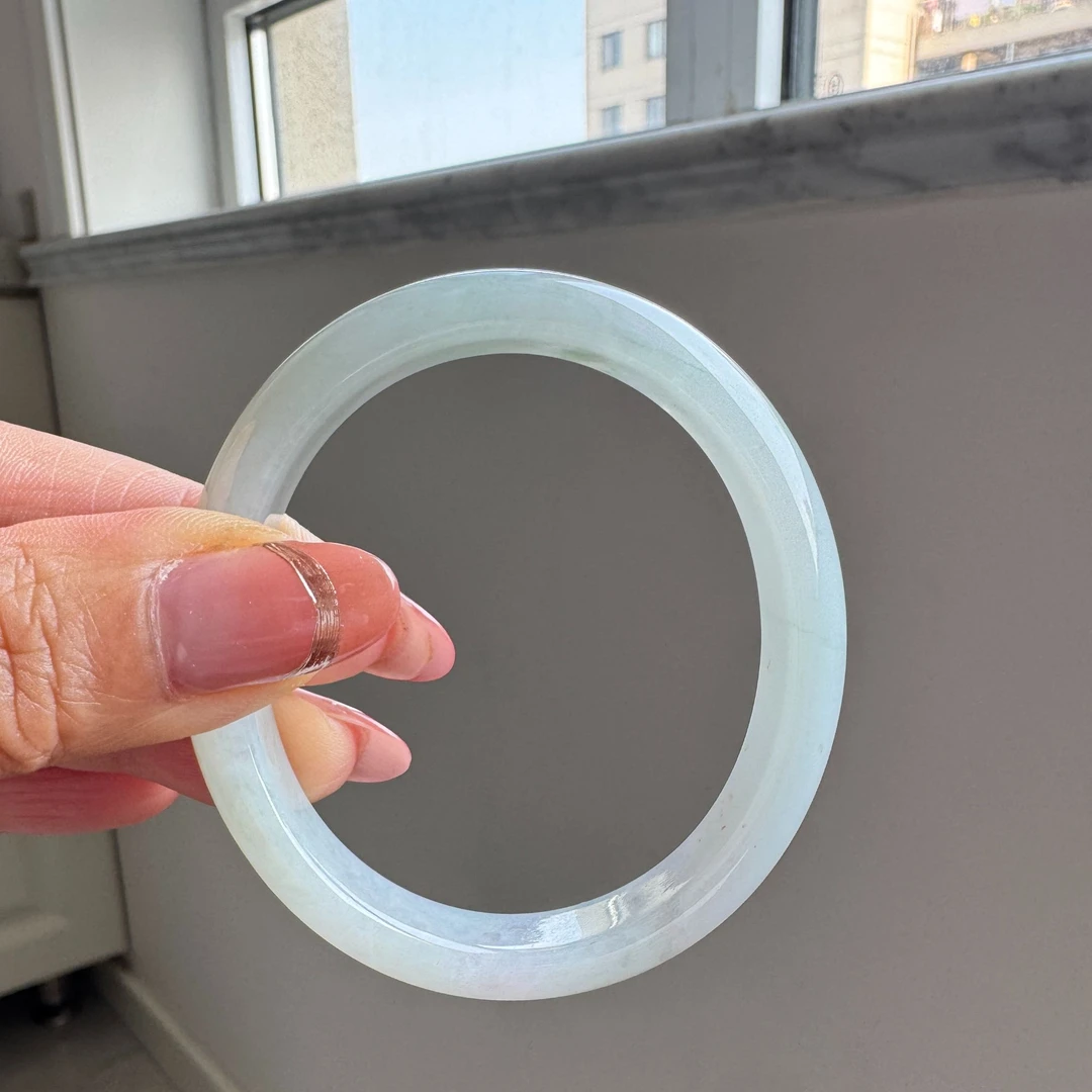 55贵妃镯天然老坑老料糯化飘花缅甸A货翡翠手镯送证书D791